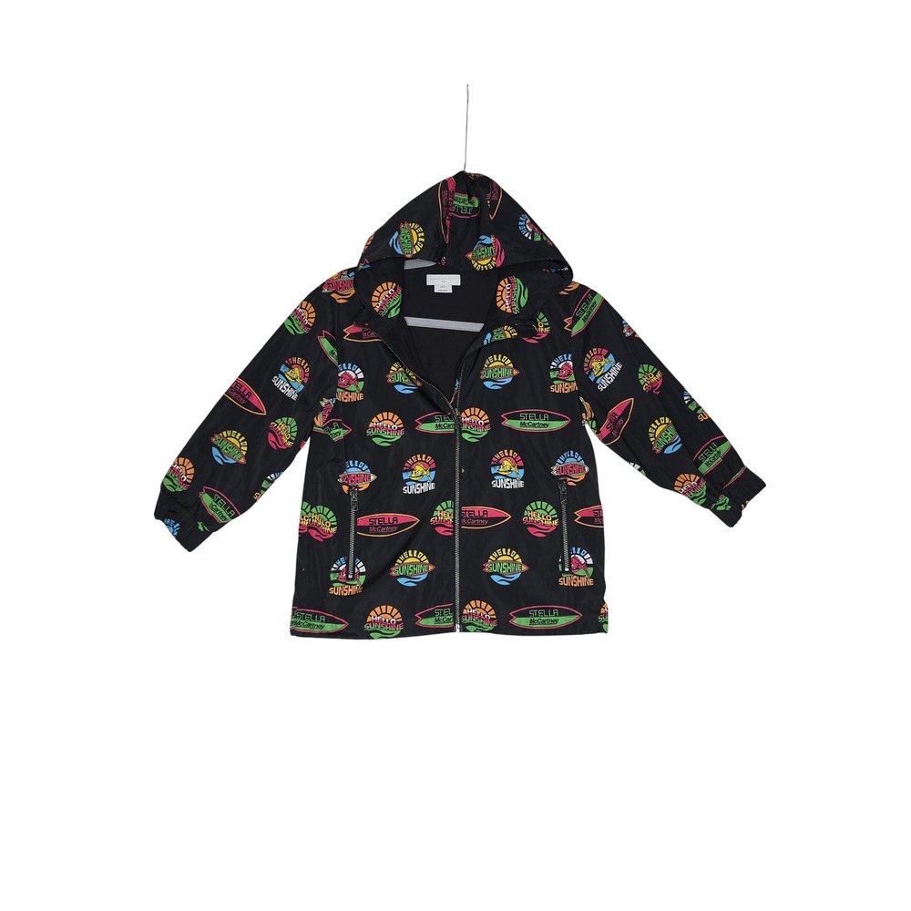 Stella‎ McCartney Kids Black Hello Sunshine Graphic Print Hooded Windbreaker 6Y